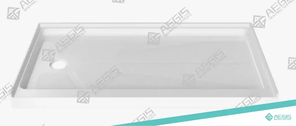 22102.1.3-ABC6036 - SIDE DRAIN SINGLE THRESHOLD SHOWER BASE WITH ANTI-SLIP TEXTURED SURFACE - L60 X W36 INCH