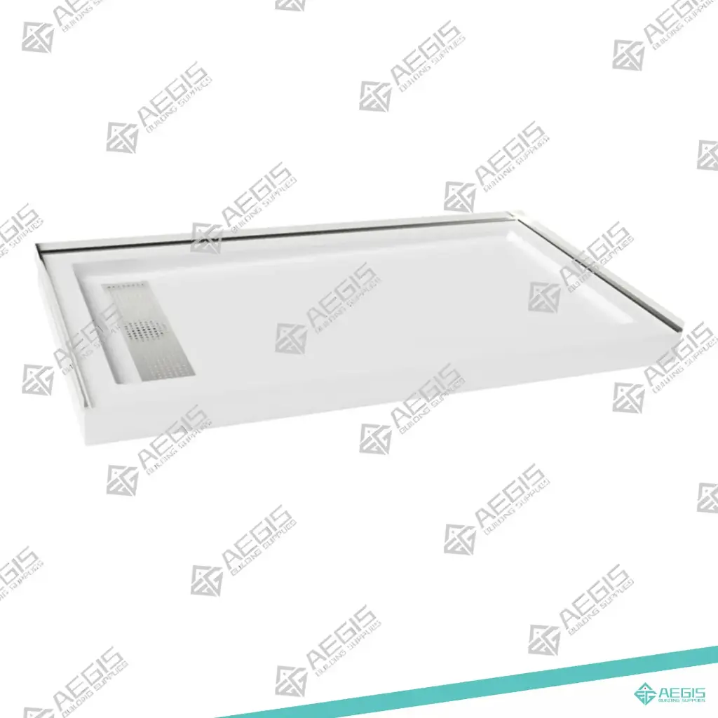 22102.4.1-SS6032 - SINGLE THRESHOLD SHOWER BASE WITH LINE DRAIN SMOOTH SURFACE L60 X W32 INCH