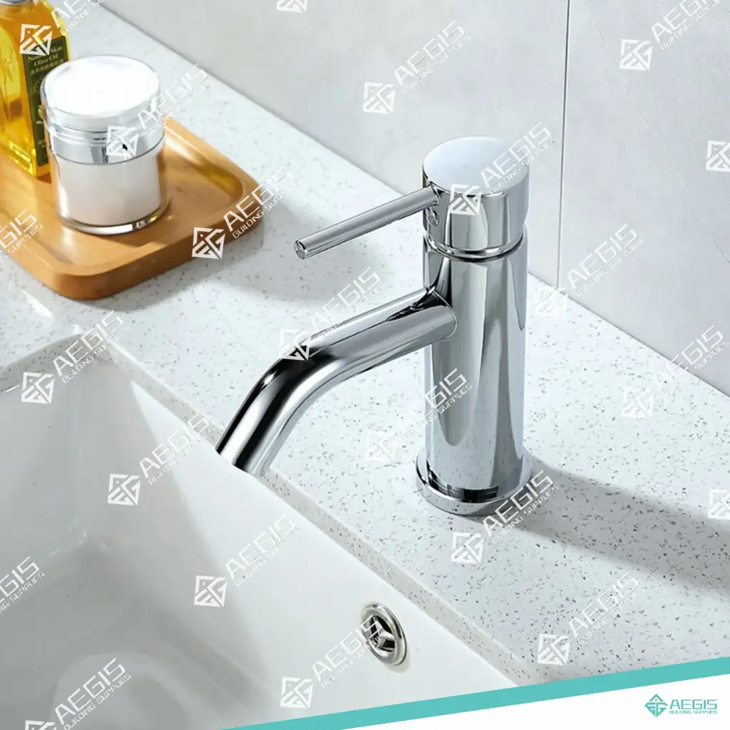 221921-6001-6 - SINGLE HOLE SMALL ROUND BATHROOM FAUCET ANGLE SPOUT