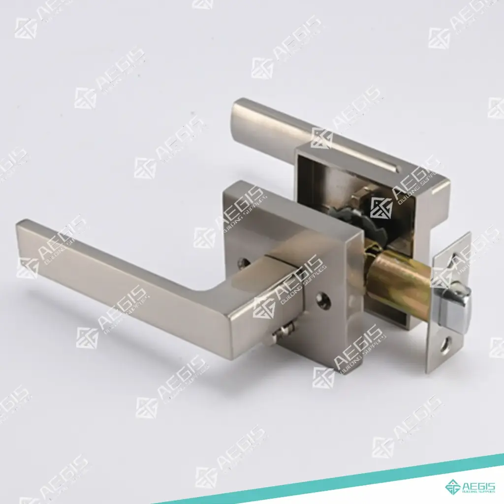 814.1.2.3 - SQUARE THICK DOOR HANDLE LEVER SQUARE COVER PLATE - CHROME - ENTRY