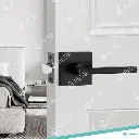 814.4.1.3 - SQUARE THIN DOOR HANDLE LEVER SQUARE COVER PLATE - BLACK - ENTRY