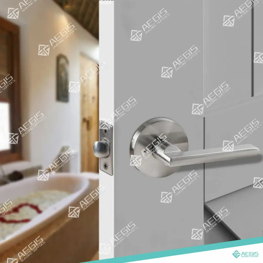 814.4.2.1 - SQUARE THIN DOOR HANDLE LEVER SQUARE COVER PLATE - CHROME - PASSAGE