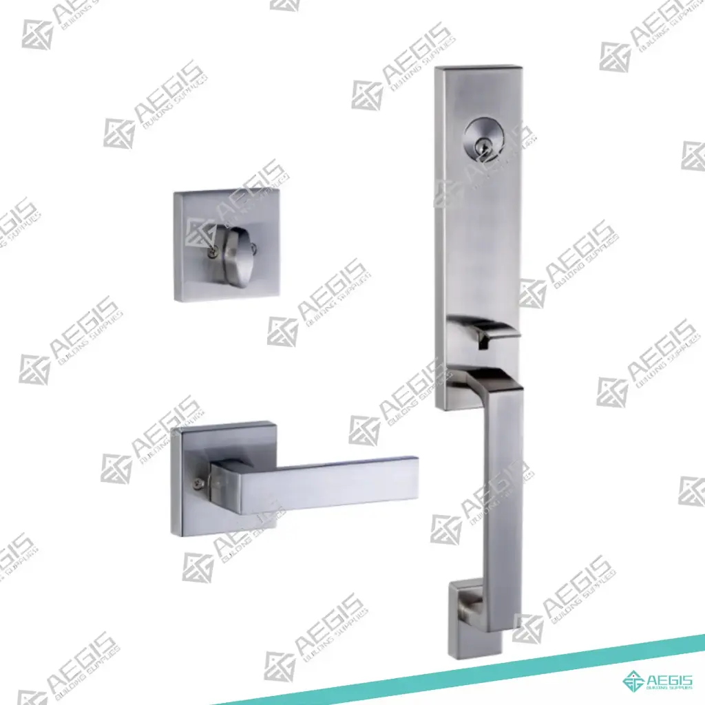 816.2.3.1 - 9929 - SQUARE 1 PIECE MODERN INNER SQUARE HANDLE OUTER SQUARE HANDLE - SATIN NICKLE - ENTRY