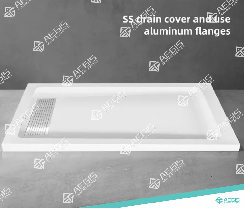 SINGLE THRESHOLD SHOWER BASE WITH LINE DRAIN SMOOTH SURFACE