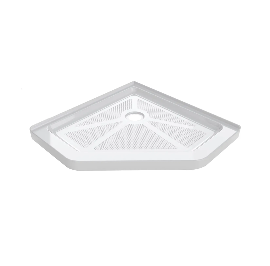 ACRYLIC CORNER UNIT SHOWER BASE WITH TEXTURED SURFACE