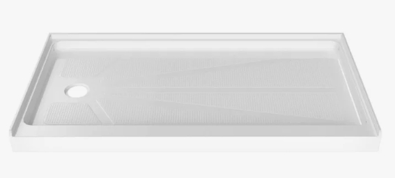 SIDE DRAIN SINGLE THRESHOLD SHOWER BASE WITH ANTI-SLIP TEXTURED SURFACE