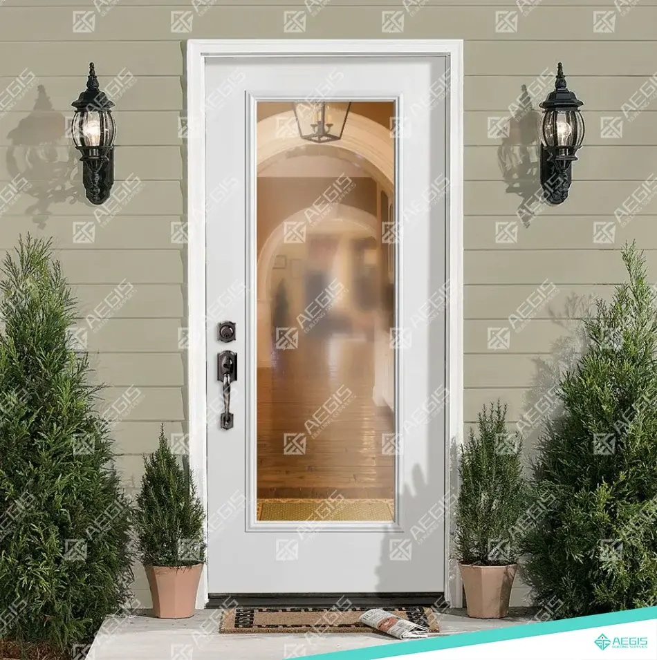 841.1.1 - FULL LITE - SINGLE - WOOD EXTERIOR DOOR (WITH GLASS) 20 MINUTE FIRE RATING W36 X H80 INCH LEAF RO W38 X H82 INCH